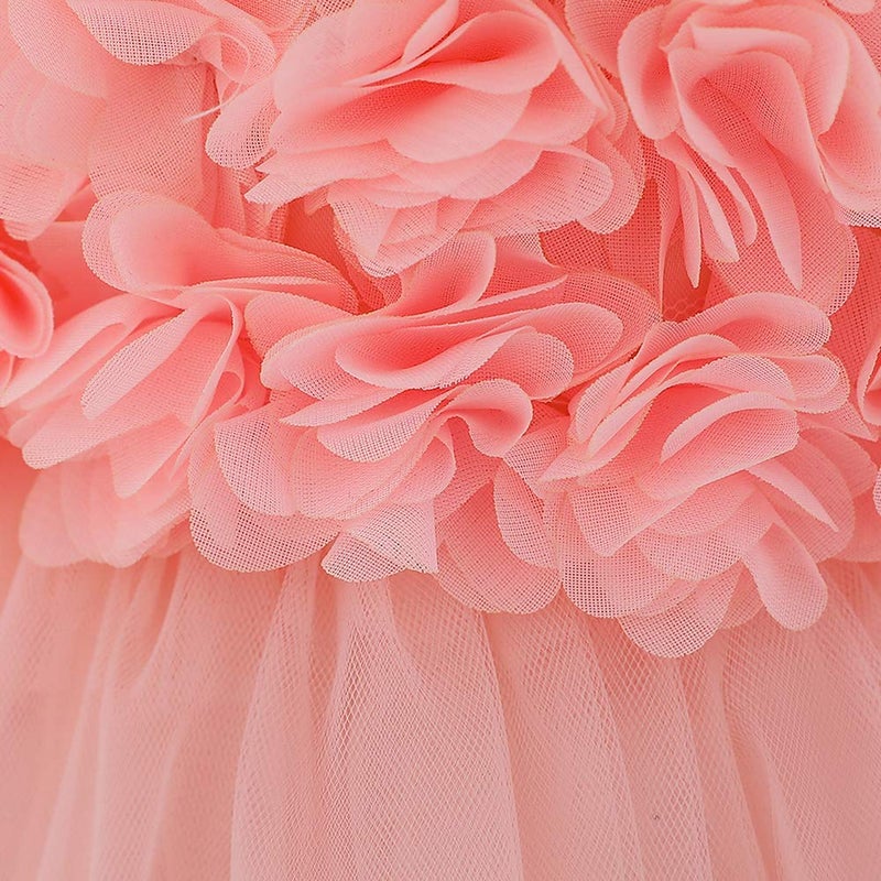 ODASDO Baby Flower Girl Dresses Infant Toddler Kids 1st 2nd Birthday Party Dress Lace Flower Embroidered Pageant Wedding Bridesmaid Evening Summer Sleeveless Princess Tutu Tulle Gown Light Pink 18-24M - Image 5